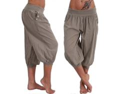 Pantalones De Lino Para Mujer, Informales, Holgados, De Talla Grande, Cómodos, Estilo Harem, Para Estar En Casa.