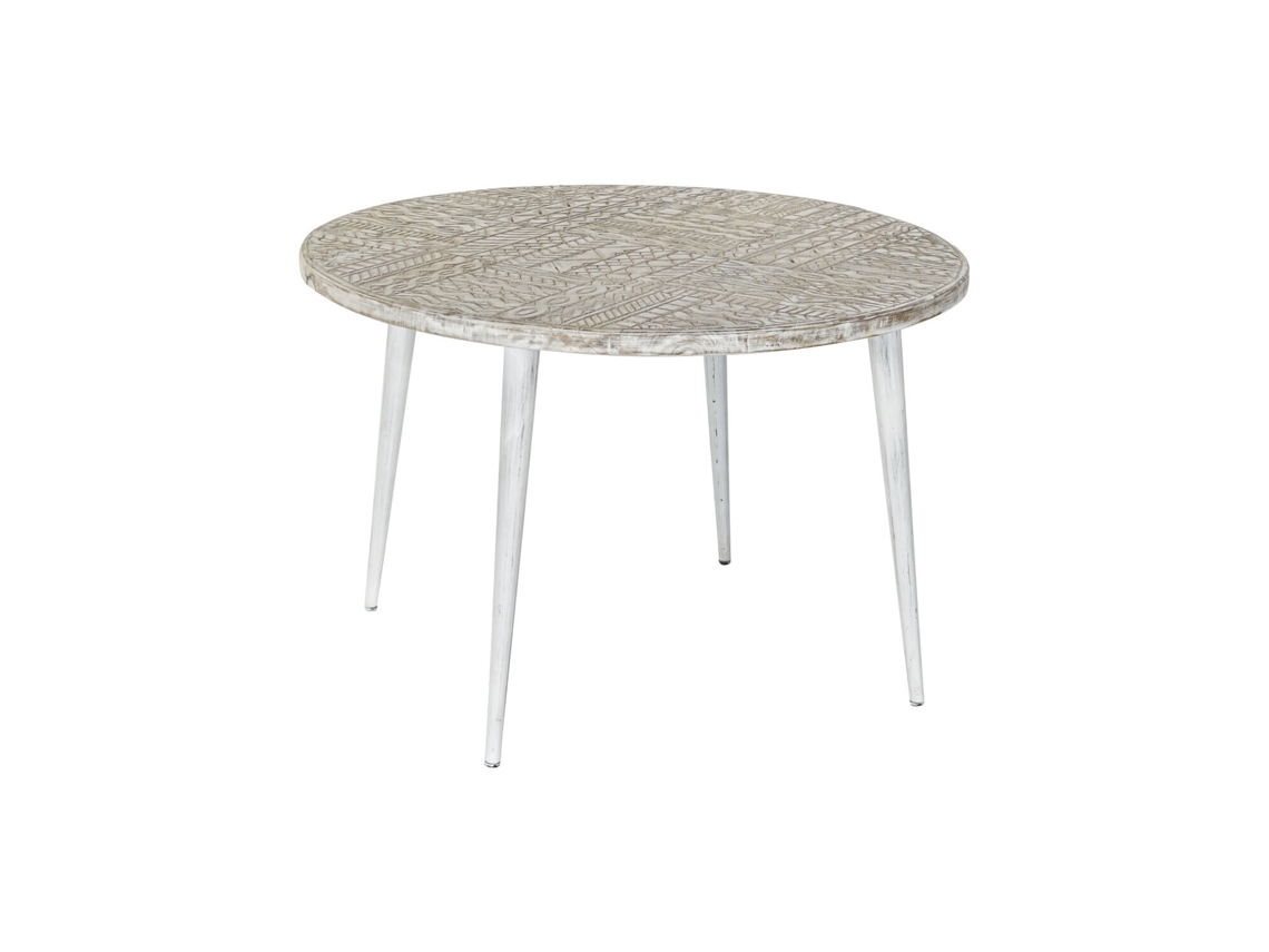 Mesita Auxiliar Mango Metal Decape Blanco 75x75x50cm