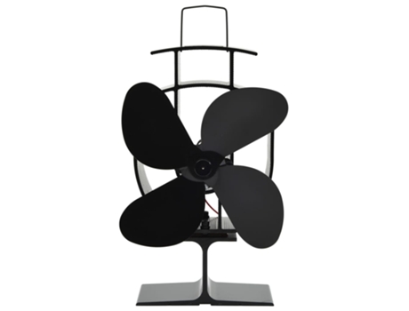 vidaXL Ventilador de estufa accionado por calor 4 aspas negro