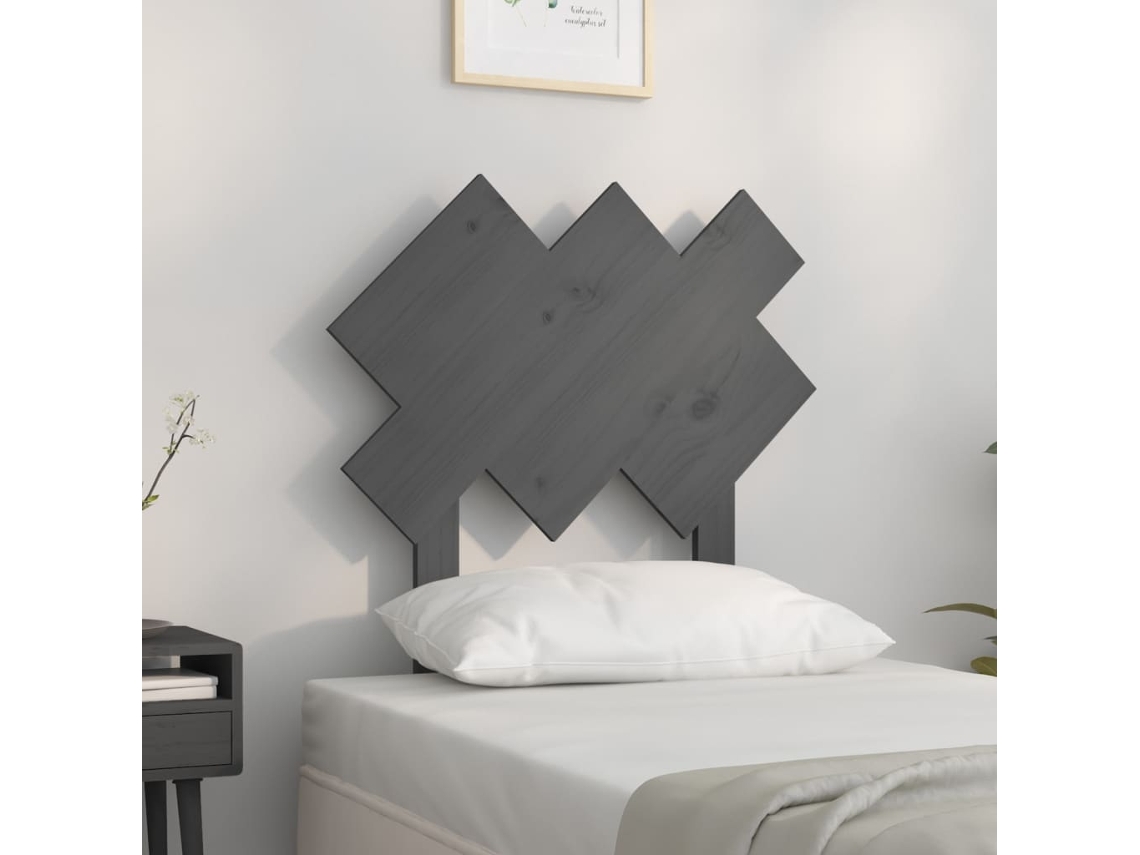 Cabecero De Cama Madera Maciza De Pino Gris 72,5x3x81 Cm