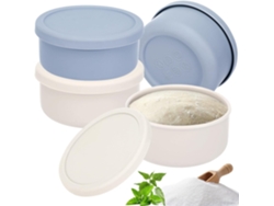 Recipiente para bolas de masa con tapa - 4 piezas - Silicona antiadherente - 700 ml