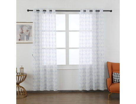 Cortina luminosa estampada con farol 140 x 260 cm Azul claro - Individual