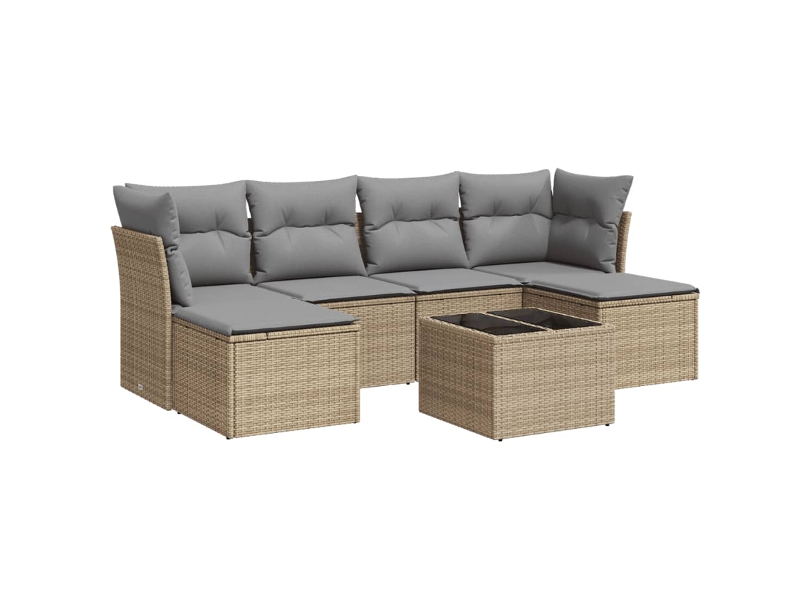 Maison Exclusive - Set Sofás De Jardín 7 Piezas Y Cojines Ratán Sintético Beige