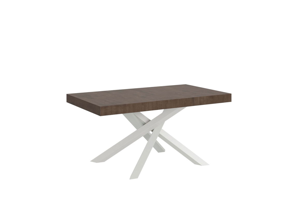 Mesa extensible Volantis Premium en nogal 160/420x90 cm con patas blancas Itamoby