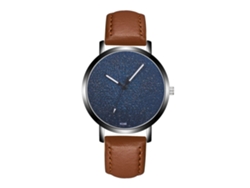 Reloj Hombre De Cuero Moda Dial Redondo Reloj Analógico De Cuarzo (café Claro)