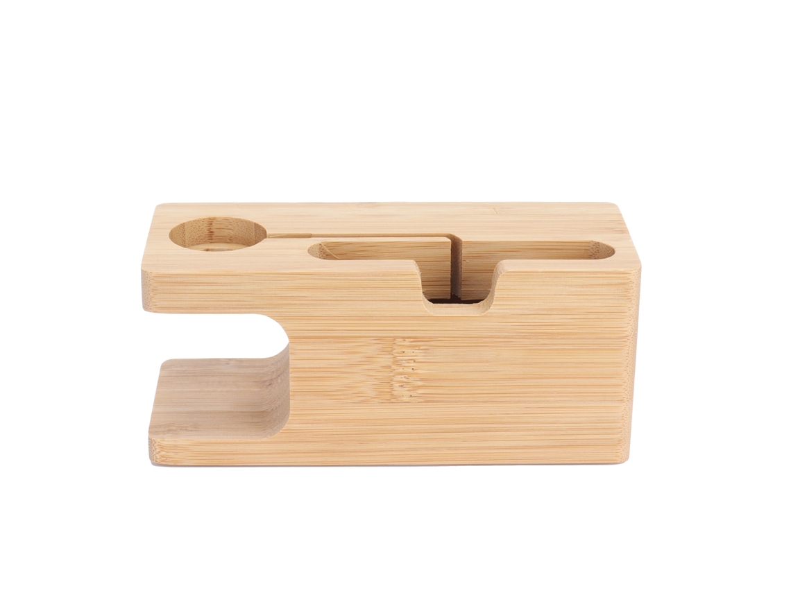 Soporte De Carga De Bambú Para Teléfonos Móviles Y Relojes Con Estante De Almacenamiento Para Sala De Estar Y Dormitorio.