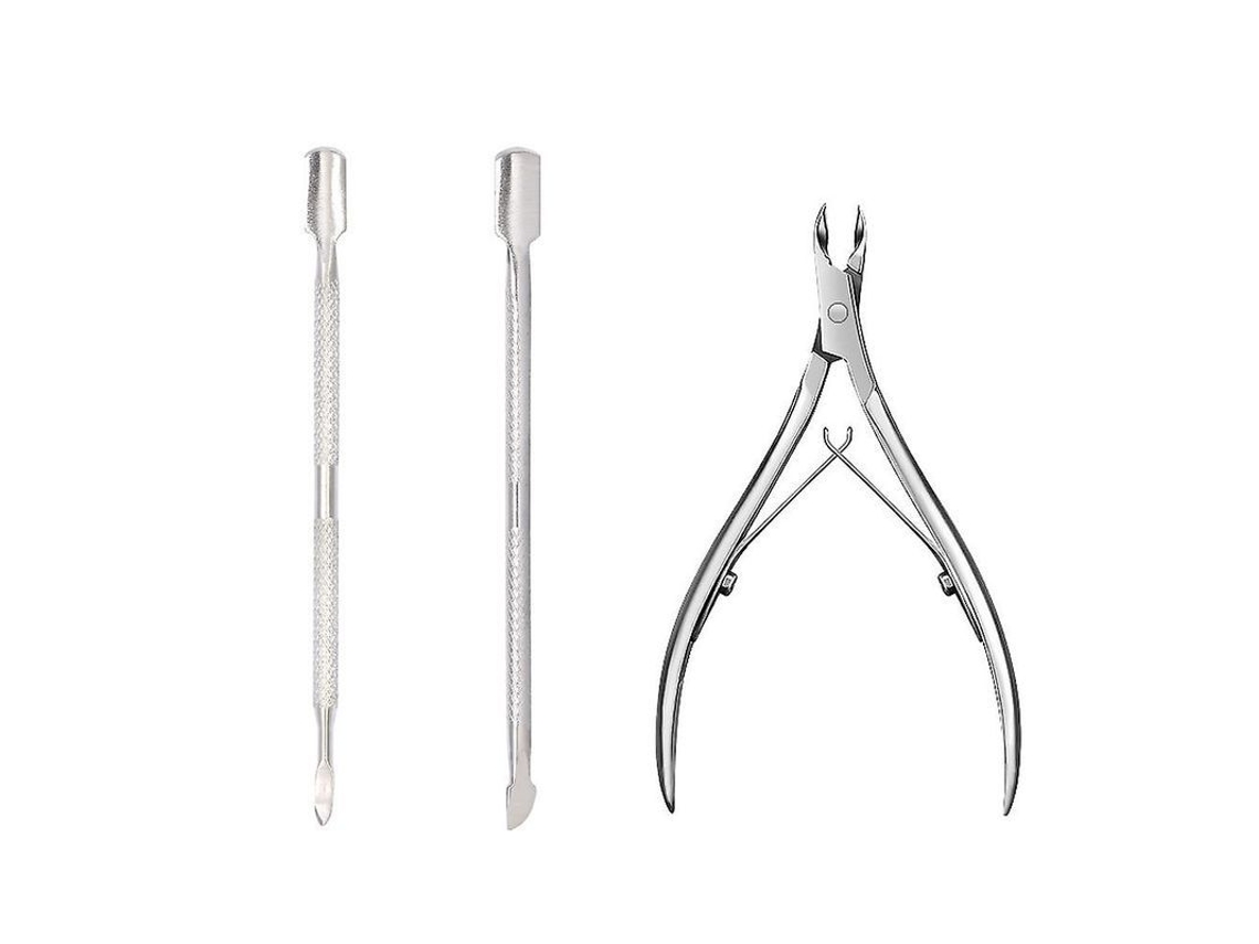 Herramienta Para Manicura Y Pedicura Con Cortador Y Empujador De Cutículas De Acero Inoxidable, Diseño Ergonómico Y Duradero.