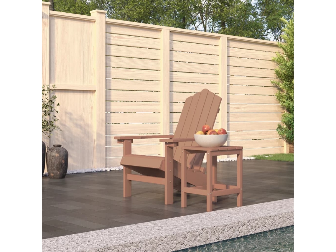 Silla de jardín Adirondack con mesa de guijarros marrón Dkd Home Decor