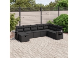 Conjunto de sofá de jardín de 8 piezas con cojines en mimbre sintético negro de DKD Home Decor