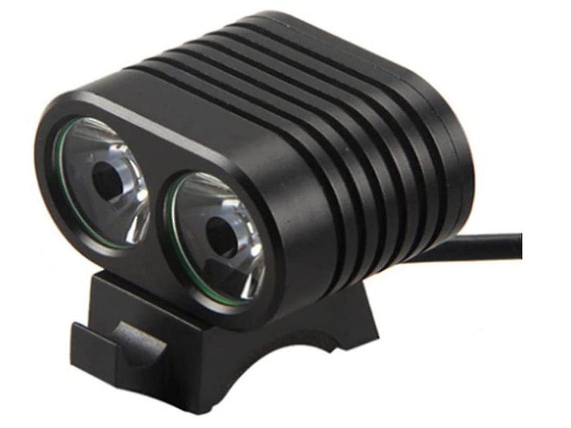 Luz delantera para bicicleta (2 LED T6, 8000 lúmenes), color negro
