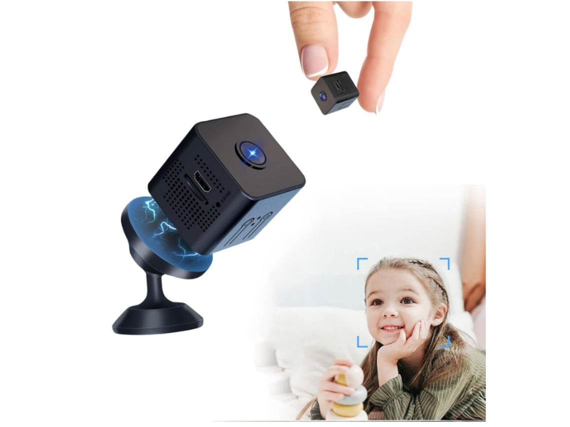 BISBISOUS Mini cámara Full HD 1080P Wifi Seguridad para el hogar Visión nocturna Detección de movimiento Negro