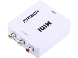 Adaptador/convertidor RCA AV compuesto CVBS a HDMI 1080p con cable de alimentación USB incluido. Compatible con TV, PC y DVD. Blanco. Yizhood