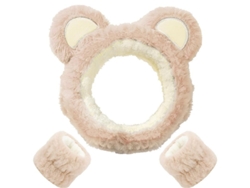 Conjunto De Tiara Y Pulseras Para Lavarse La Cara, Tiara Con Encantadoras Orejas De Oso Para Maquillaje Y Cuidado Facial.
