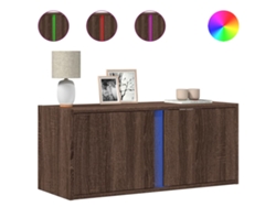 Maison Exclusive - Mueble De Tv De Pared Con Luces Led Roble Marrón 80x31x35 Cm