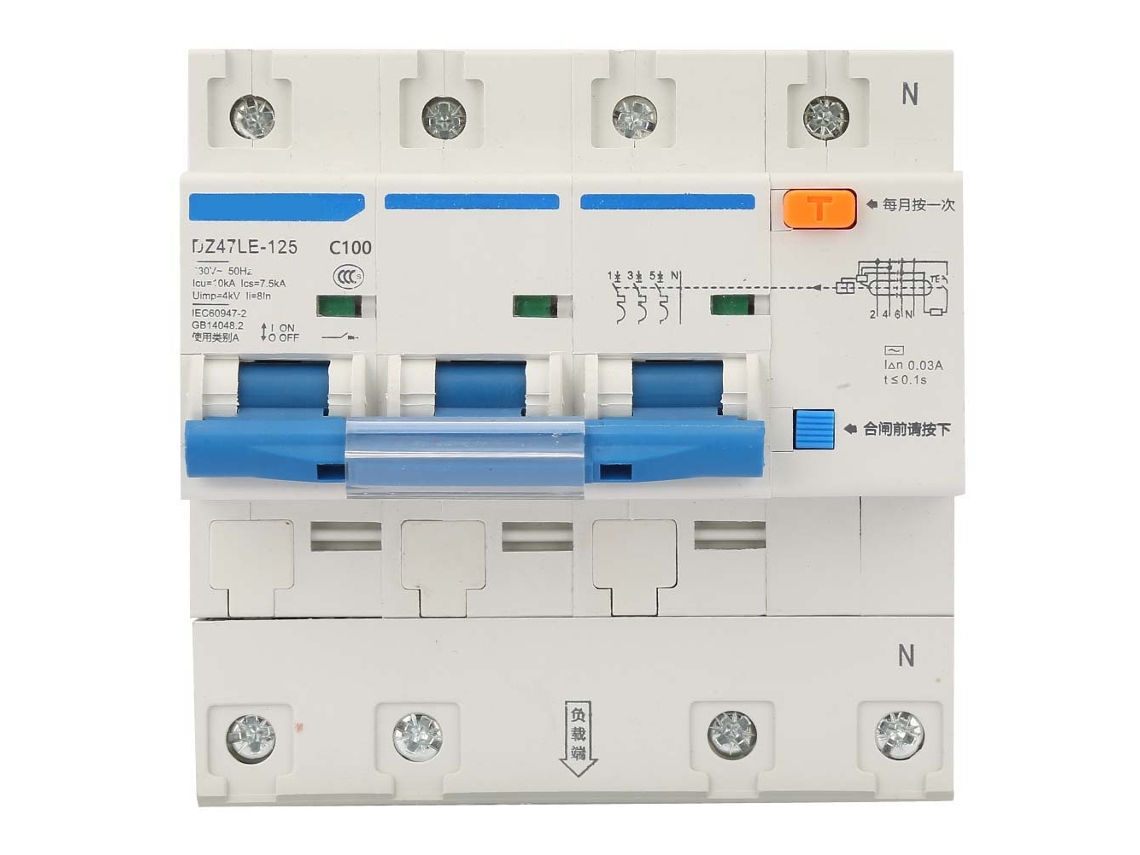 2026velora-interruptor De Protección Contra Fugas Dz47le-125 3p+n 230v 100a Disyuntor De Corriente