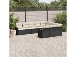 Conjunto de sofá de jardín de 10 piezas con cojines en mimbre sintético negro de DKD Home Decor