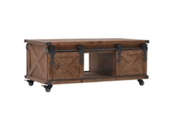 Mesa de Centro de Apoyo en Madera de Abeto Maciza 91X51X38 cm Castaño