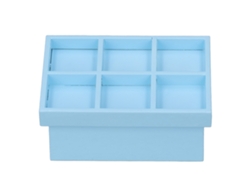 Estantería para frutas y verduras para casas de muñecas, modelo 2026, miniatura de madera, estilo adorable, decoración azul.