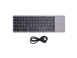 Teclado Bluetooth portátil, dobrável e sem fio com touchpad para computadores, tablets e celulares.