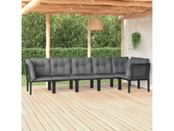Conjunto de salón de jardín de mimbre negro y gris de Dkd Home Decor
