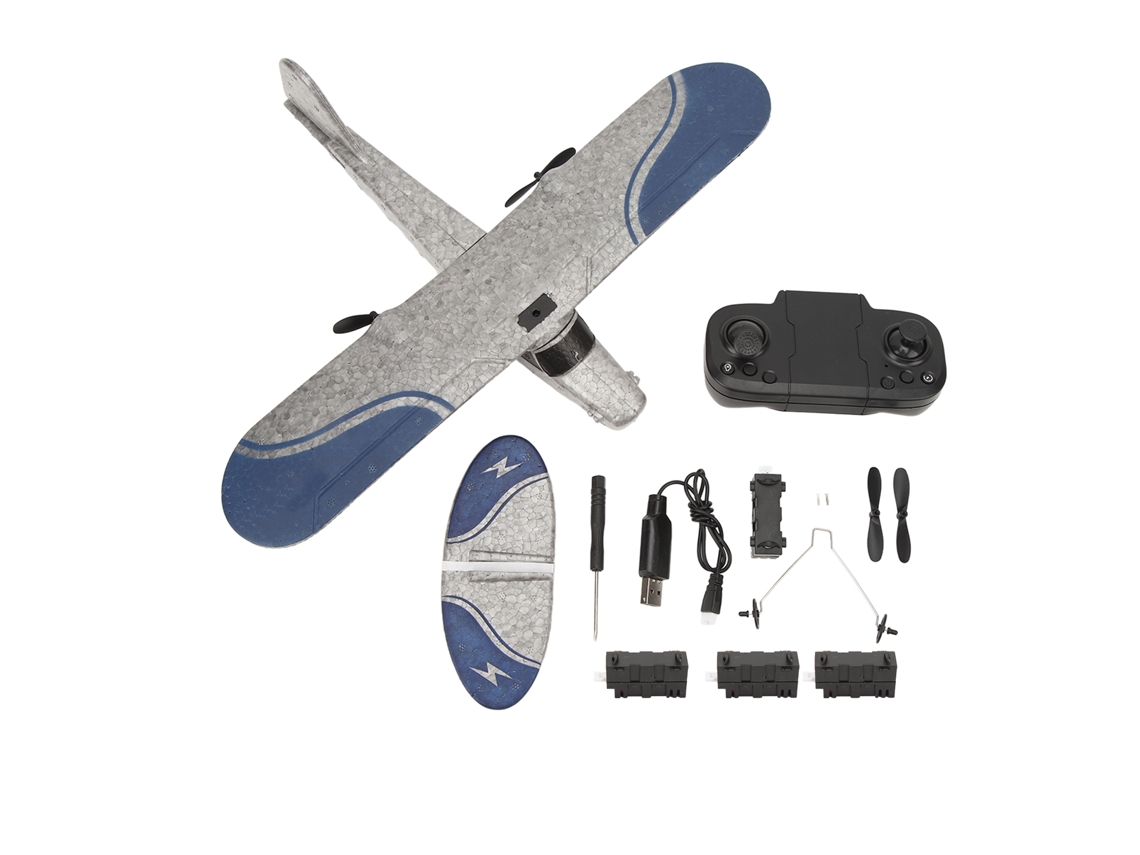Avión teledirigido planeador RC resistente con luces LED, 3 baterías, para niños mayores de 14 años.