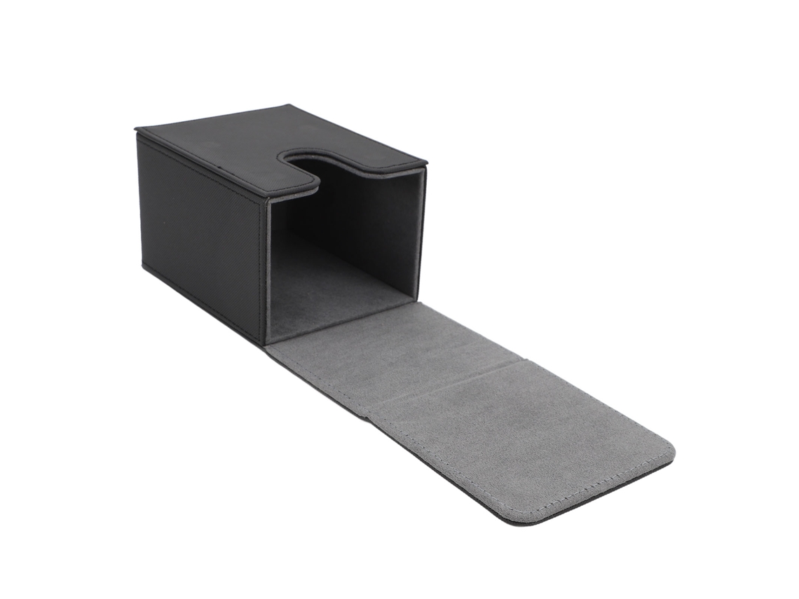 Caja Portátil De Piel Sintética Para Cartas Con Cierre Magnético, Capacidad Para Más De 100 Cartas, Color Negro/gris.