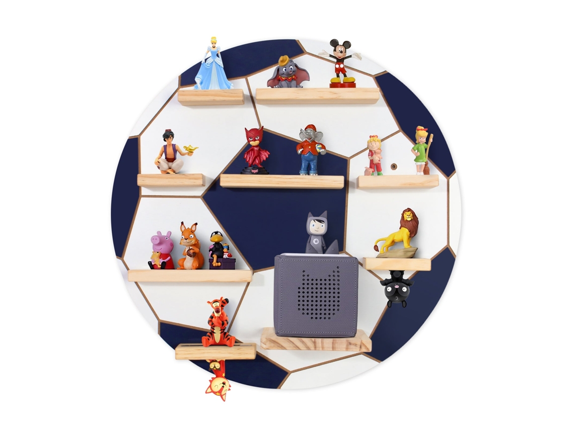 Estantería de pared magnética Todeco para Toniebox y Tonies, hasta 20-25 figuras Tonie, Tonie Regal Girl y Boy, fútbol