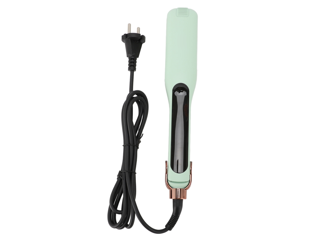 Plancha de pelo profesional 2026 con función de rizado, calentamiento rápido, apta para tela, ajuste de temperatura LCD, color verde.