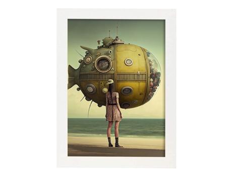 NACNIC Poster Submarino En Estilo Surrealismo Cinematográfico Ilustraciones Y Grabados De Historieta Abstracta Y Artística A4 Marcos Blancos
