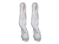Peluca De 2 Piezas Para Muñeca Articulada, Cabello Largo Rizado Estilo Romano, Coleta Con Clip, Estilo Lunar Blanco.