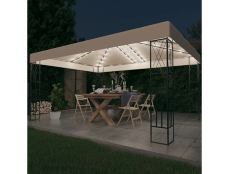 MAISON EXCLUSIVE Cenador con tira de luces LED 3x4 m tela color crema