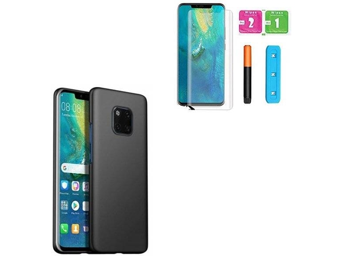 Kit Carcasa y Protector de Cristal Nano Curved UV Huawei Mate 20 Pro SlimShield Negro