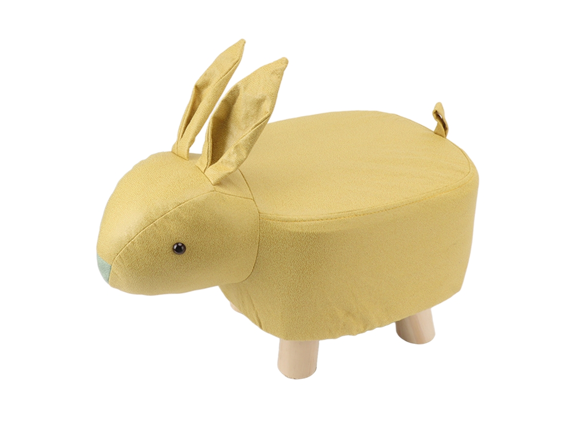 Taburete Infantil Con Forma De Animal De Dibujos Animados, Con Adhesivo Antideslizante, De Madera Y Algodón Pp Amarillo.