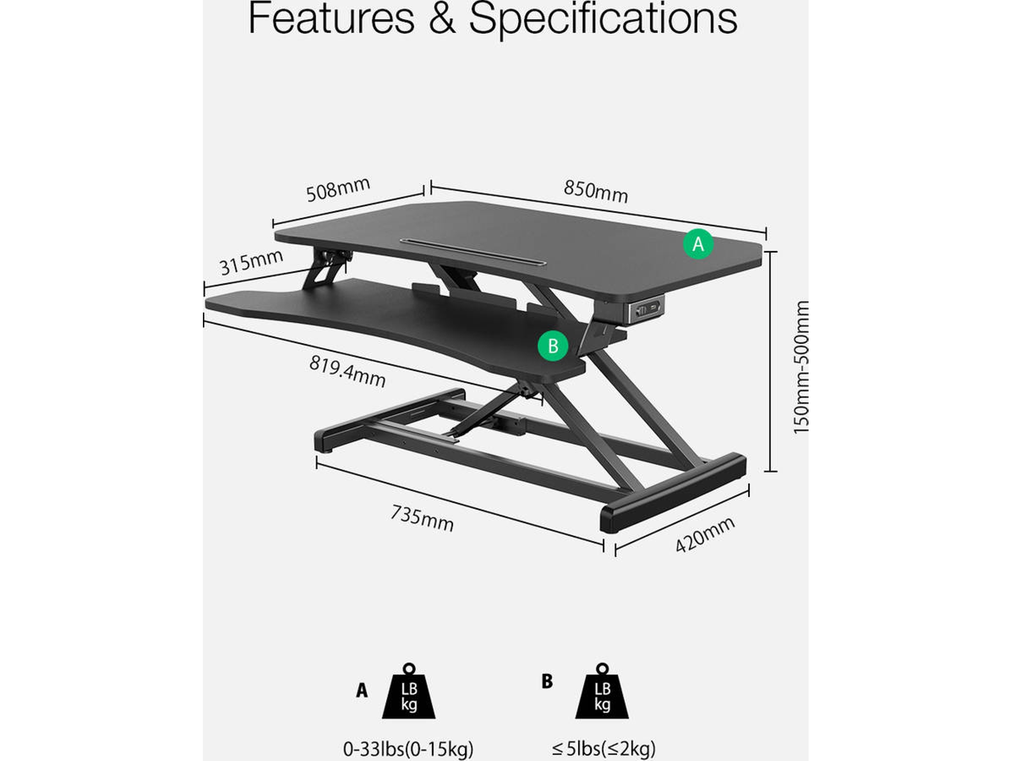 Mesa BLITZWOLF BW-ESD2 Escritorio de Pie Eléctrico (Negro - 18.6 kg)