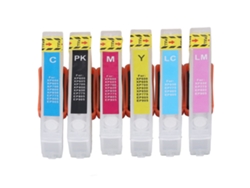 6 cartuchos de tinta reutilizables T2431-T2436 para impresoras de inyección de tinta