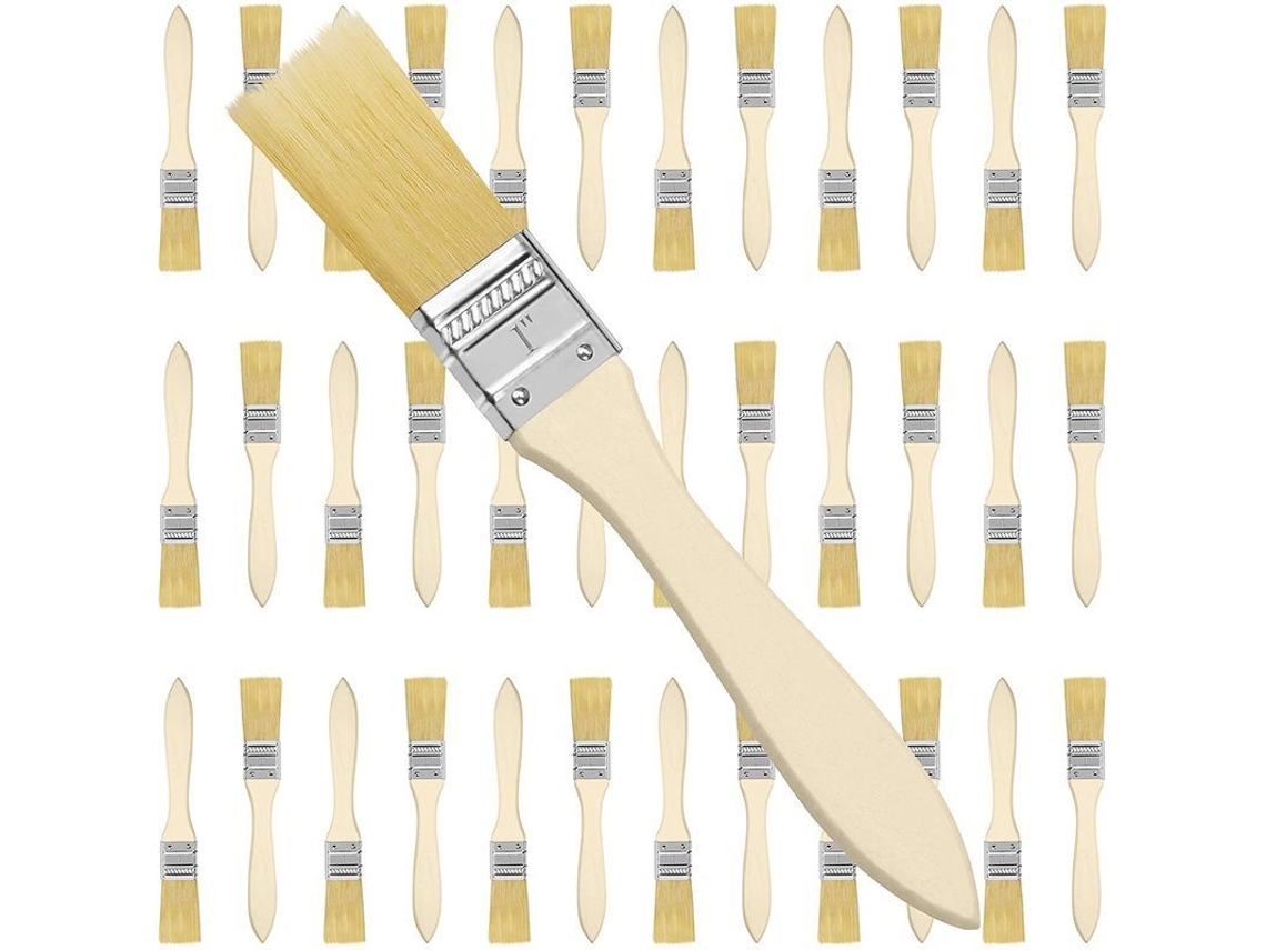 Pinceles Con Mango De Madera (36 Unidades) De 2,54 Cm Para Pintar, Barnizar, Pegar Y Proyectos De Bricolaje En Casa.