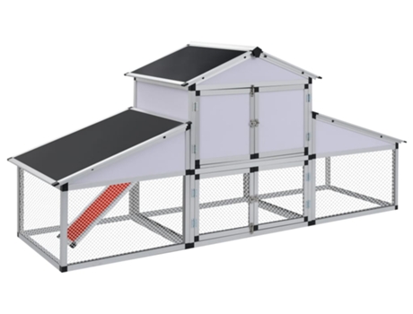 vidaXL Gallinero con corral y nido aluminio