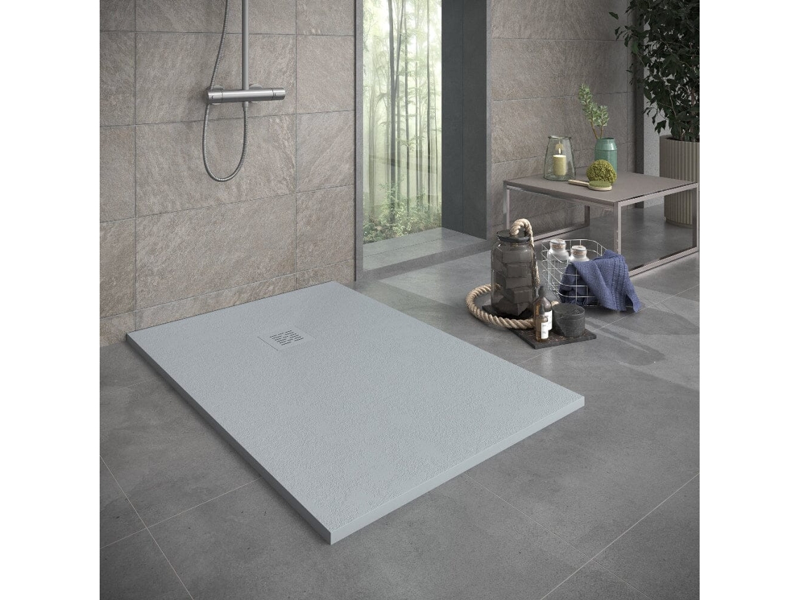 Base de Duche em Resina Sierra Cinza 90x90 Cm Grade RC