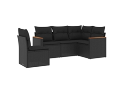Maison Exclusive - Set De Muebles De Jardín 5 Pzas Y Cojines Ratán Sintético Negro