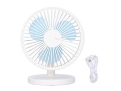 Ventilador de escritorio USB portátil, blanco, ajustable, 30 cm