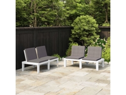 Lovely Home Bancos de Jardín con Cojines 2 Pcs Plástico Blanco