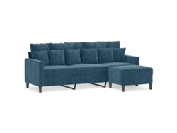 Maison Exclusive - Sofá de 3 plazas con reposapiés, 180 cm, terciopelo azul