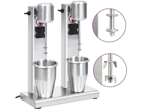 vidaXL Batidora de batidos con doble vaso de acero inoxidable 2 L