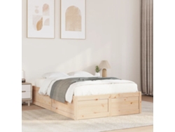 Estructura De Cama Sin Colchón Madera Maciza De Pino 135x190 Cm