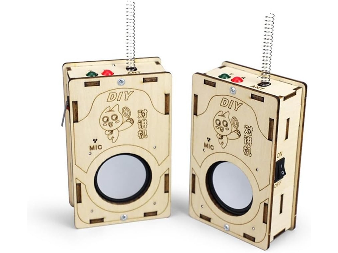 Conjunto De Walkie-talkies De Madera De 2 Piezas Para Armar, De Largo Alcance, Para El Aprendizaje Electrónico.