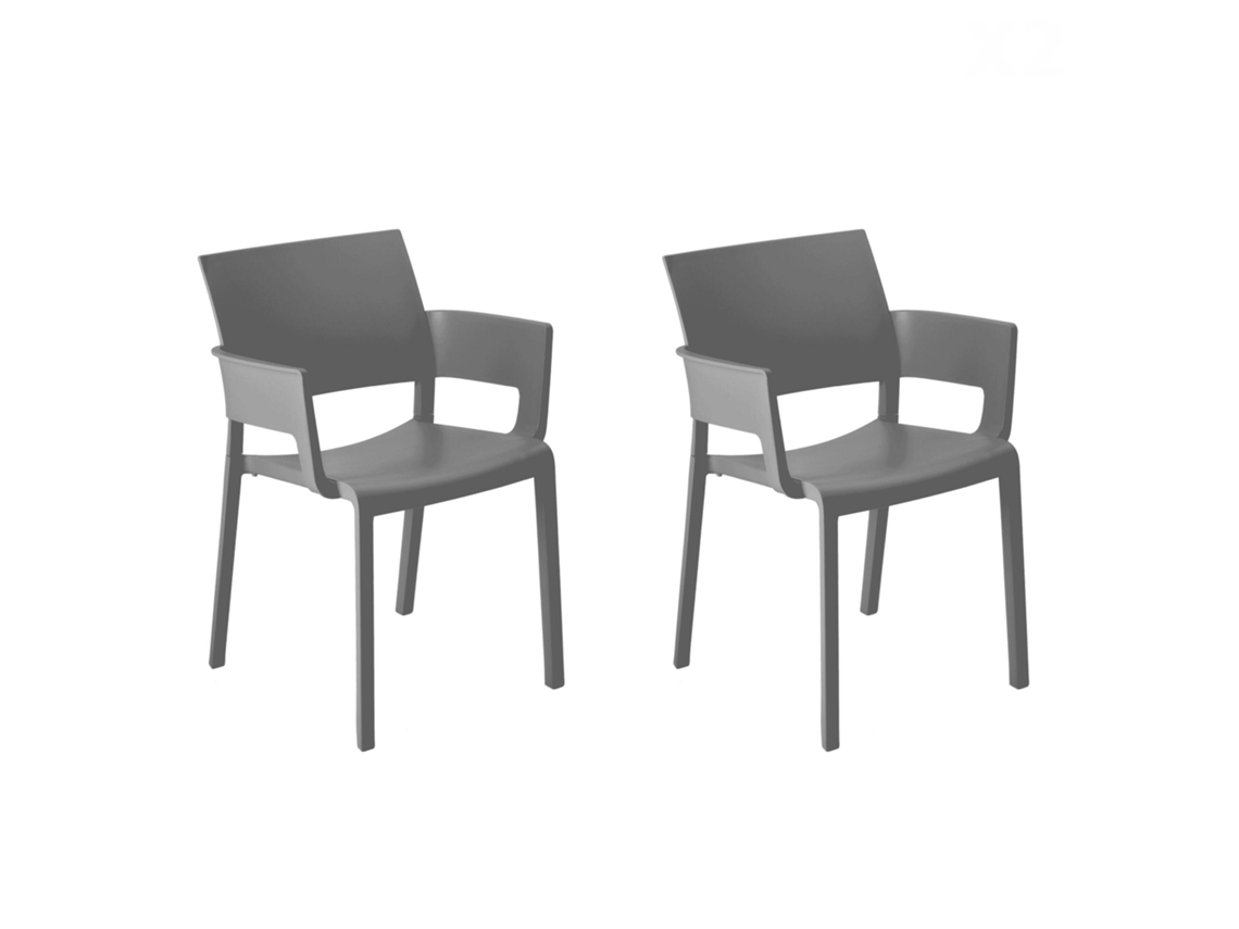 RESOL FIONA Set 2 Silla Con Brazos Interior Exterior Gris oscuro