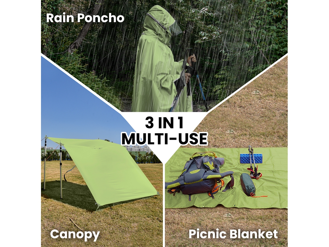 Poncho Impermeable Ligero Con Capucha Para Adultos, Ideal Para Senderismo, Acampada Y Excursionismo.