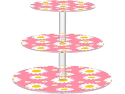 Soporte Acrílico De 3 Niveles Para Cupcakes Con Margaritas Blancas,