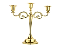 Candelabro Metálico De 3 Brazos Linjou Gold, Estilo Europeo Elegante, Ideal Para El Hogar Y Eventos.