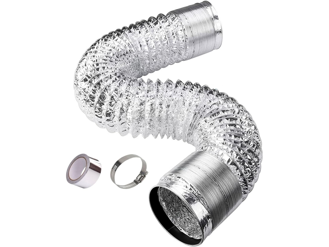 Conducto De Humos Flexible Y Extensible Aluminio Aitaf Con 2 Abrazaderas Acero Para Campana Extractora/seca...